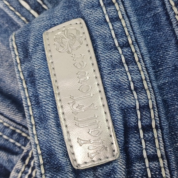 WALL FLOWER Patriotic Blingy Rhinestone Stars & Stripes Jean Shorts SZ - Picture 7 of 14